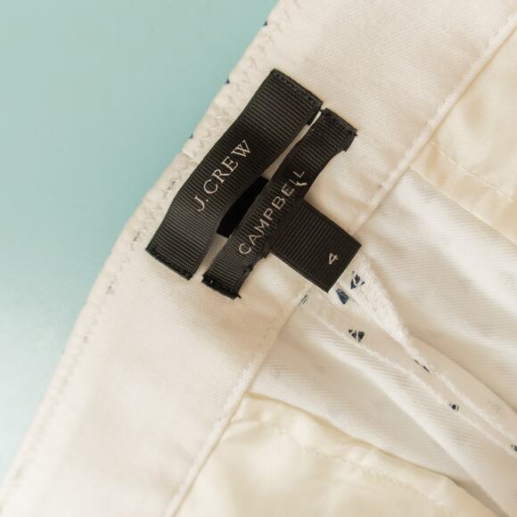 J Crew Campbell Micro Triangle Print White Ankle Pants Size 4 - Picture 3 of 8